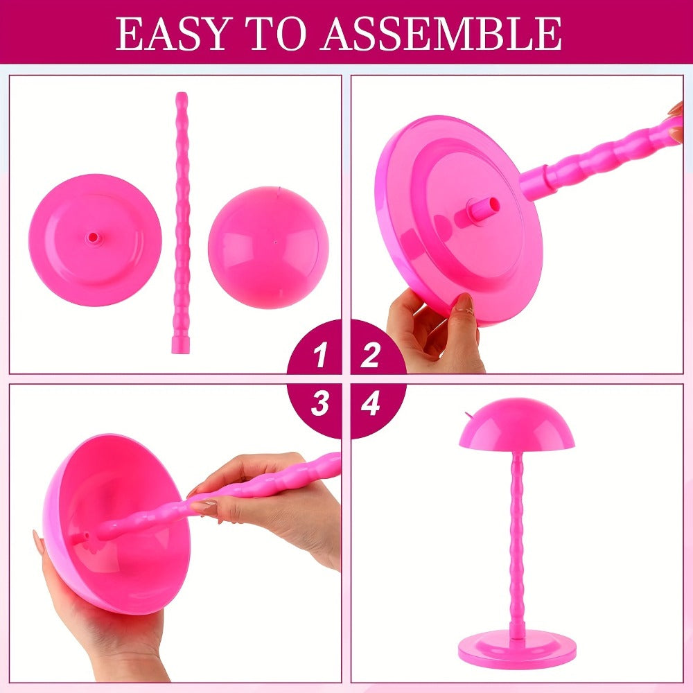 Wig Stand Set 8 Pcs Portable Wig Head Stand for Styling Storage 13.8 Inch Non-Slip Stable Travel Wig Holder Hat Display DIY Practice Stand White Rose Black