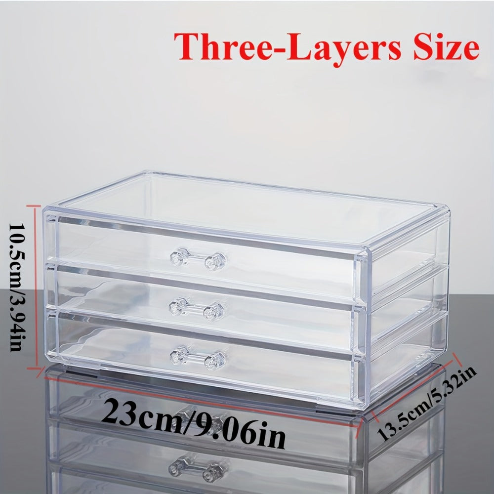 Elegant 3/5-Tier Clear Acrylic Cosmetic Organizer with Drawers - Dustproof Storage for Lipstick, Foundation, Brushes & Beauty Essentials - Perfect for Vanity, Bathroom & Office, Beauty Storage