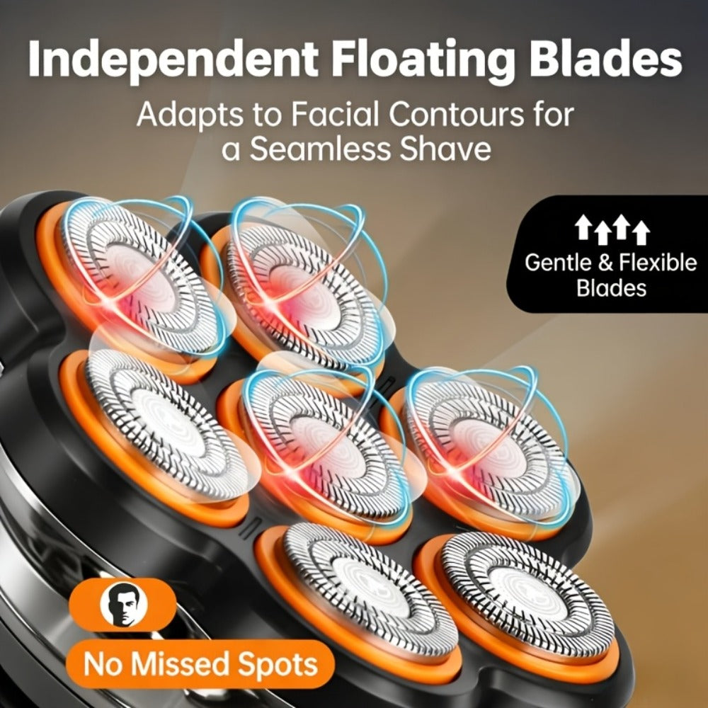 7D Men'S Electric Shaver, Bald Men'S Head Shaver, USB-C Charging Port, IPX5 Rated Waterproof, Full Body Washable 7D Floating Head Shaver, Bald Man'S Head Shaver, Comes With Magnetic Removable Blades, Perfect Ideal Gift For Him!