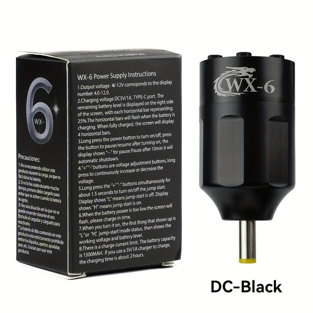 Tattoo Battery Wireless Power Supply Portable Rechargeable - LED Digital Display RCA DC Connector Coreless Motor for Rotary Tattoo Pen Machine Red Silver Black