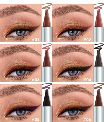 Eyeliner Set 6 Colors - Waterproof Long-Lasting Smudge-Proof Eyeliner Cream, Transfer-Proof Sliding Liner for Eyes & Lips, Black Brown Reddish Brown, Daily & Party Makeup for Women