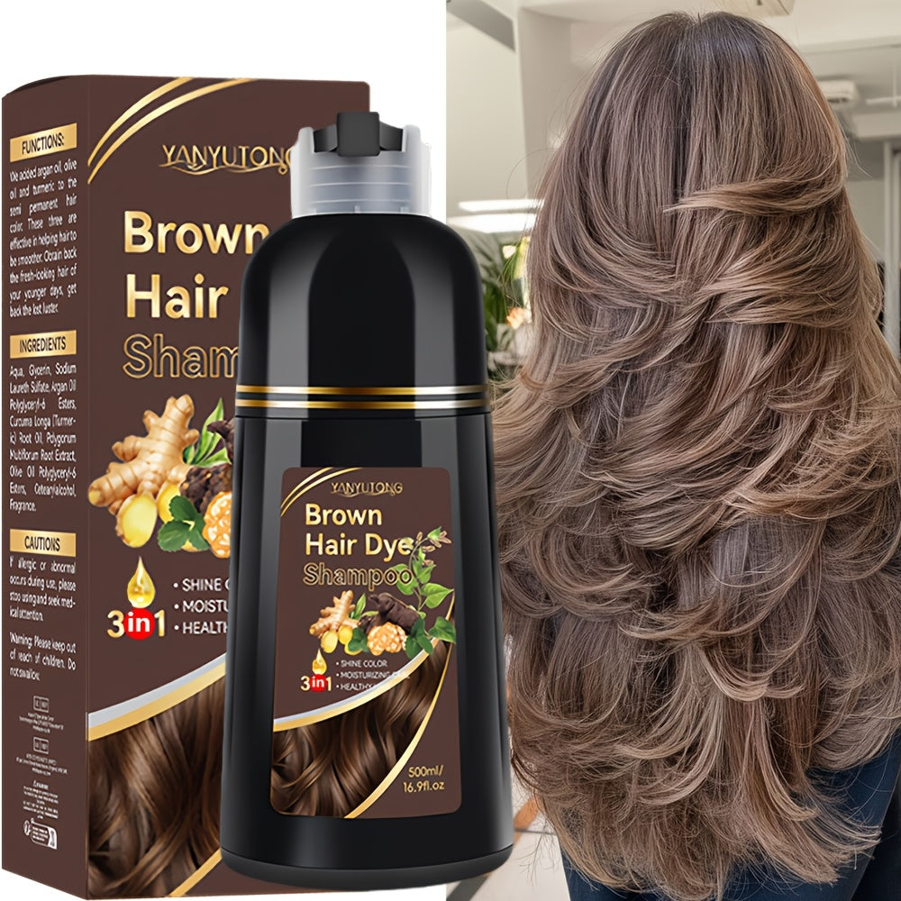 16.91oz Hair Dye Shampoo, Natural Plant Pigments, Safe for Hair, Quickly Covers Gray Hair, Available In Black, Red, Brown, And Chestnut Brown, Halloween Gift, Christmas Present