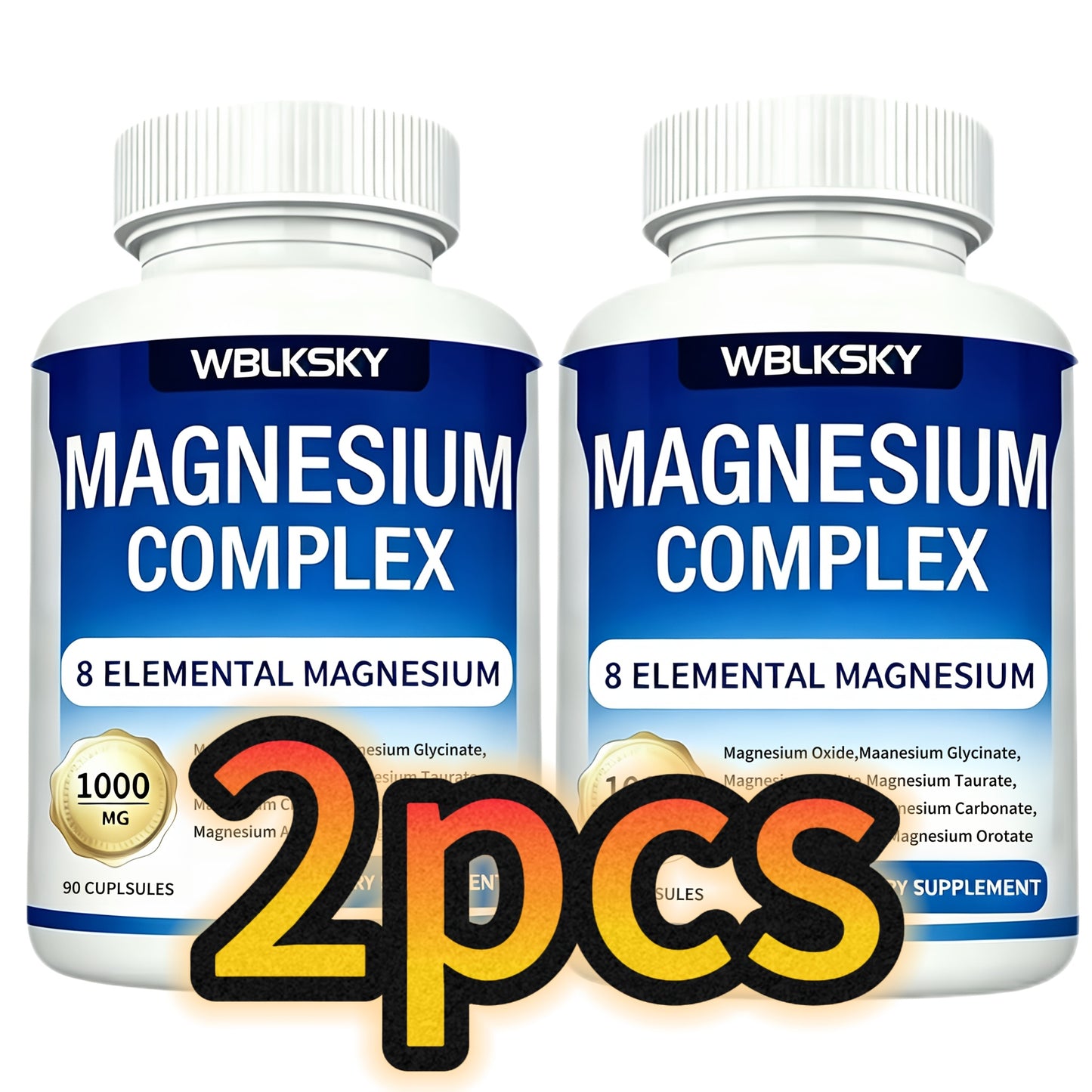 Magnesium Complex Supplement 8-in-1 — Glycinate, Citrate, Malate, Orotate, Taurate, Aspartate, Oxide & Carbonate, 1000mg per Capsule, Mood & Sleep Support