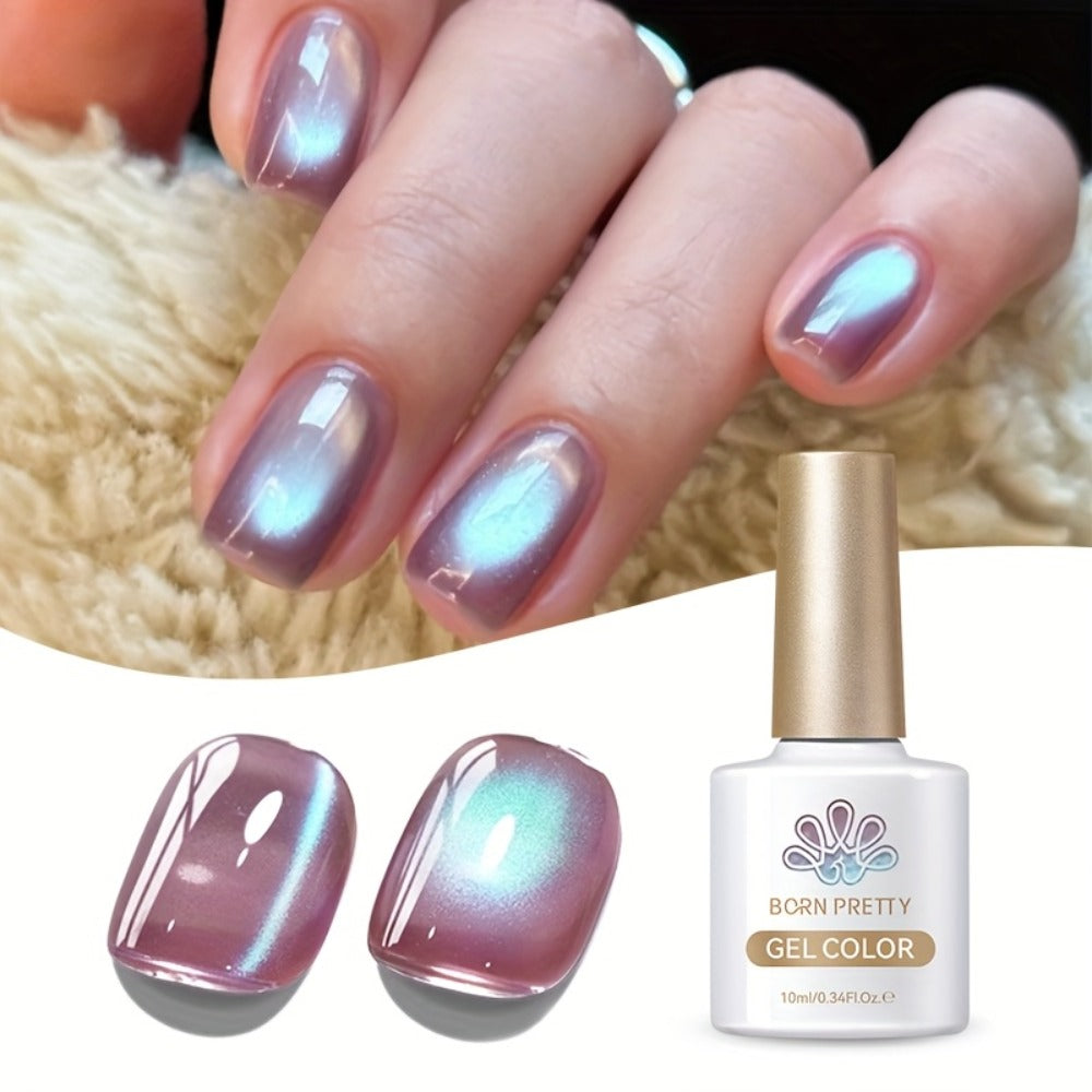 BORN PRETTY 0.34oz 4pcs Hyacinth Cat Magnetic Gel Nail Polish Purple Jelly Glass Shine Soak Off Gel Nail Art Home Manicure