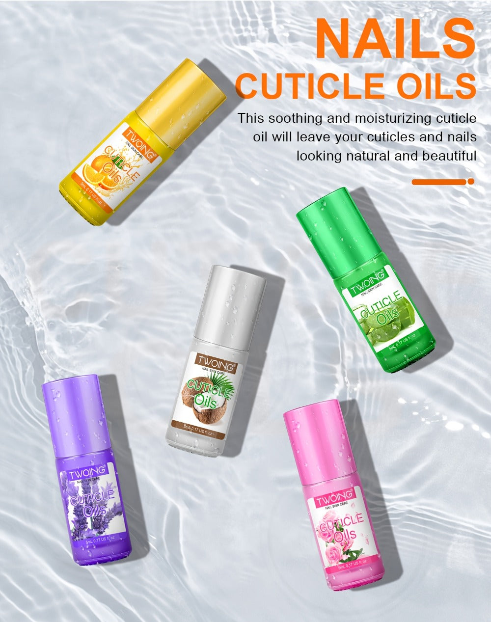 6-Flavor Cuticle Oil Suitable for Nail with Jojoba Oil, Grape Seed Oil & Vitamin E - Paraben-Free Plant-Based Formula for Dry, Damaged Nails, Cuticles, Nail Caps, Edges - Daily Nail Care for, Broken or Thinning Nails