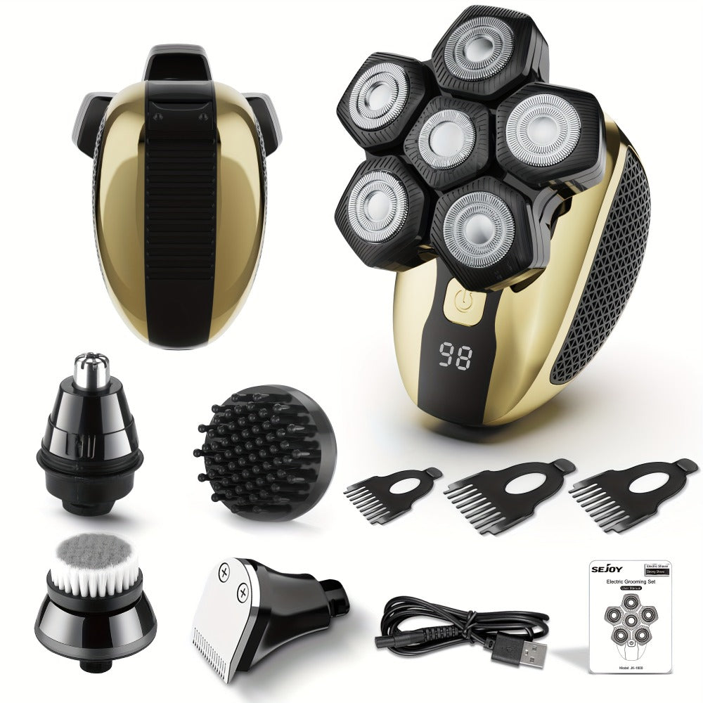 Sejoy 7D Electric Shaver For Bald Men, Upgraded 7 Floating Head, With Nose Hair Trimmer, Facial Cleaning Brush1.5H Fast Charging Travel Lock, Best Gift