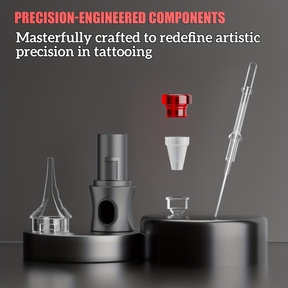 Cordless Tattoo Machine Kit Complete - POSEIDON V5 Wireless Rotary Pen with LCD Screen 1500mAh Battery 10 Needles 11 Ink Bottles Full Tattoo Supplies for Beginners & Professional Artists