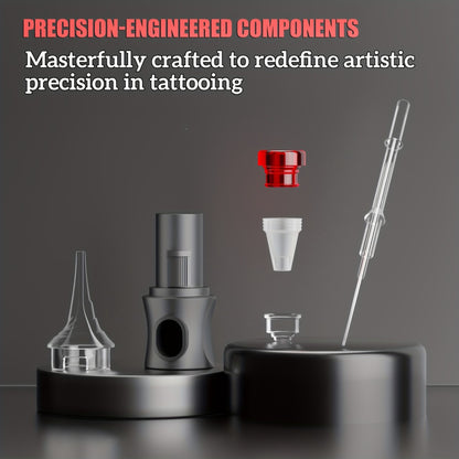 Cordless Tattoo Machine Kit Complete - POSEIDON V5 Wireless Rotary Pen with LCD Screen 1500mAh Battery 10 Needles 11 Ink Bottles Full Tattoo Supplies for Beginners & Professional Artists