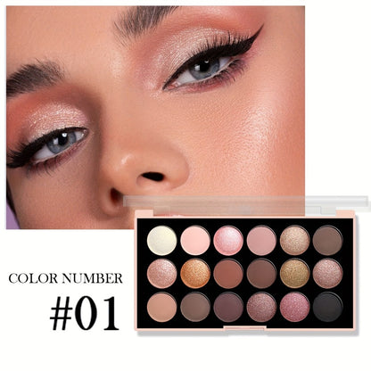 Eyeshadow Palette 18 Colors - Matte & Shimmer Waterproof Sweatproof Long-Lasting Formula, Professional Eye Makeup for Everyday & Glam Looks, Valentine's & Christmas Gift