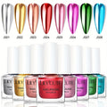 LILYCUTE 0.24oz 8pcs Super Bright Metallic for Nail Polish No Need Lamp Quick Dry French Style Glass Bottle Regular for Nail Polish for Nail Art