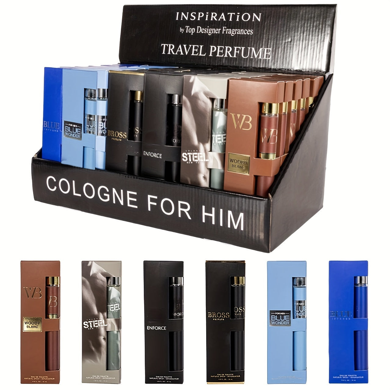 A Travel-Sized Set of 6 Distinct Men'S Fragrances, Each 1.18 Oz, Perfect for Valentine'S Day And Other Celebrations