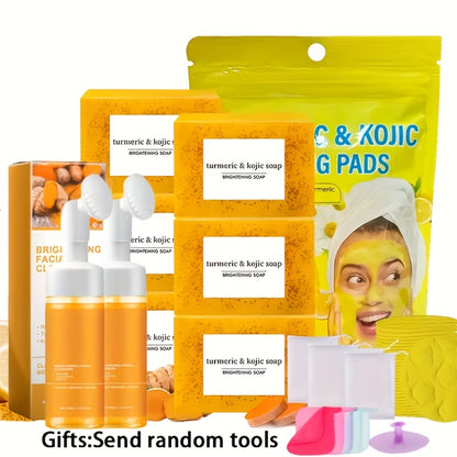 Turmeric Kojic Acid Soap Handmade Cold Process Lemon Brightening Bar for Face Body Deep Cleanse Hydrate All Skin Types Gift Set 6 12pcs