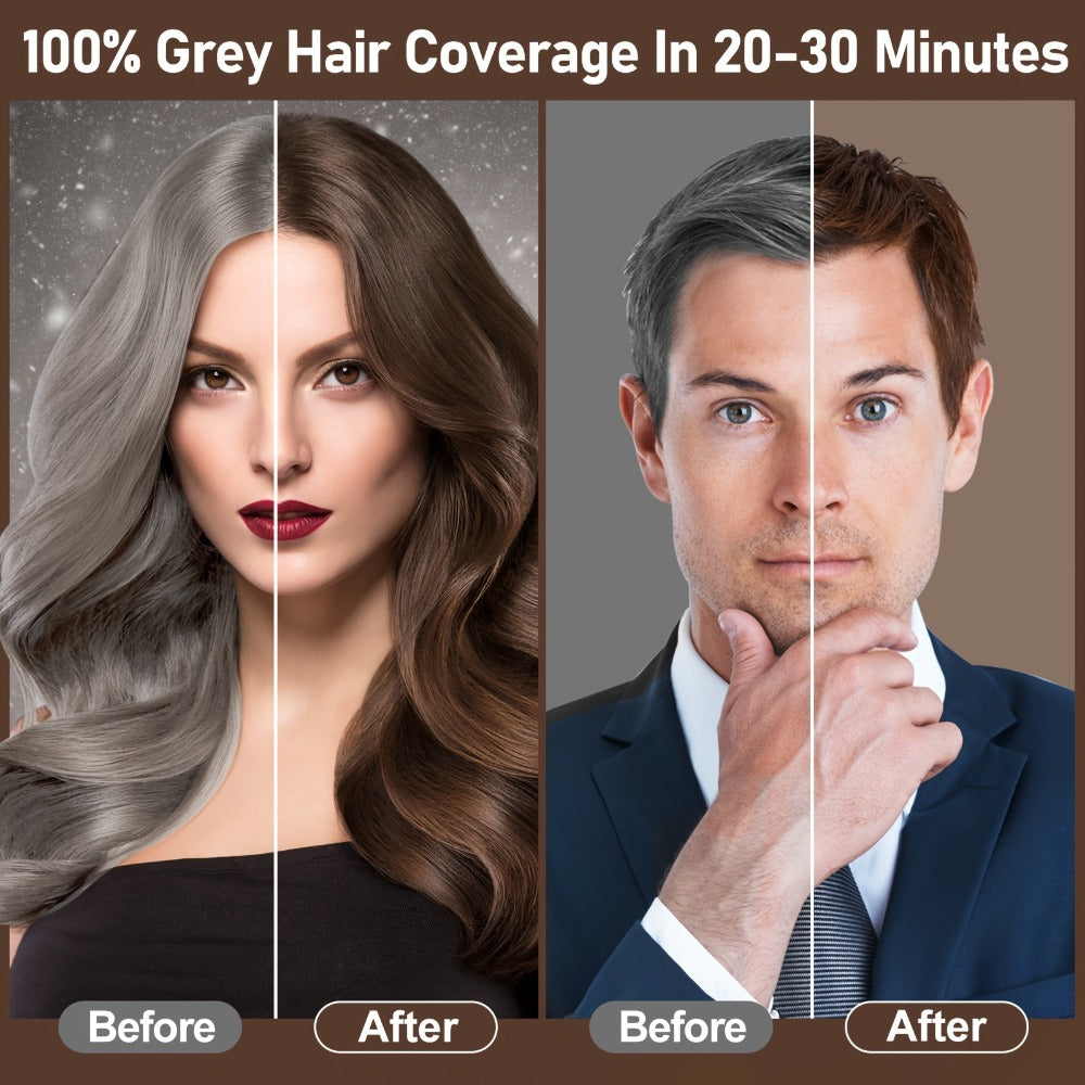 Hair Dye Shampoo 3-in-1 — RILSIC Instant Gray Coverage, Plant Squalene Natural Formula, 100% Grey Hair Color for Women & Men, 16.91oz