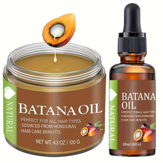 2pcs Natural Honduras Batana Hair Oil 4.3oz + Batana Essential Oil 1.01oz, Soft And Moisturizing Hair Care, Increase Hair Shine, Suitable for Dry And Damaged Hair, Make Hair Healthier, More Refreshed, Stronger, Scalp Nourishment, Lightweight Oil