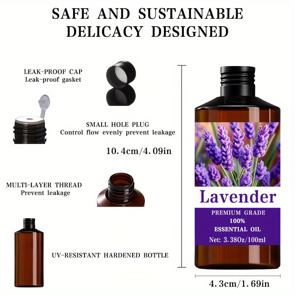 Lavender Essential Oil, 100Ml/3.38 Fl.Oz, 100% Pure Care Grade for Nail, Hair And Skin Care, Massage, Moisturizing Massage Essential Oil for Men And Women, Meditation Gift, Perfect Christmas Gift