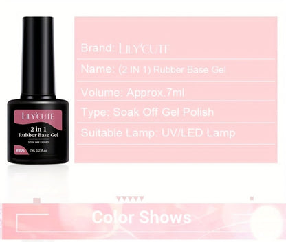 Rubber Base Gel Polish Set 6pcs Nude Pink 2-in-1 Builder Base Coat – Self-Leveling Soak Off UV LED Semi-Permanent Long-Lasting Gel Manicure Kit 0.24oz Each for DIY & Salon Nail Art Women