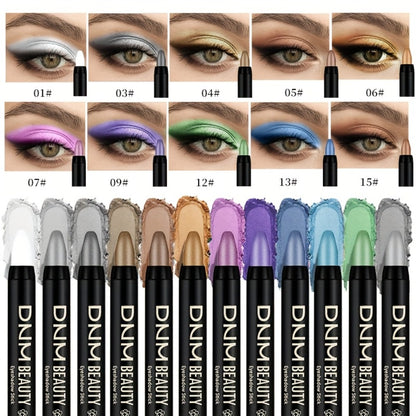 Eye Shadow Pen 10 Colors Waterproof – Pearlescent & Matte Rotating Smoky Eye Stick with Highlighter & Silkworm Liner, Long Lasting Pigmented Eye Makeup Pen for All Looks