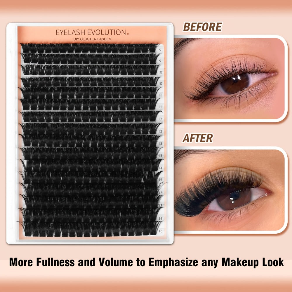 100D 272pcs Eyelash Extensions Lash Clusters Ranging from 8-16MM, Featuring Thick D Curl Individual Lashes That Are Soft And Reusable, Perfect for Lash Cluster Applications