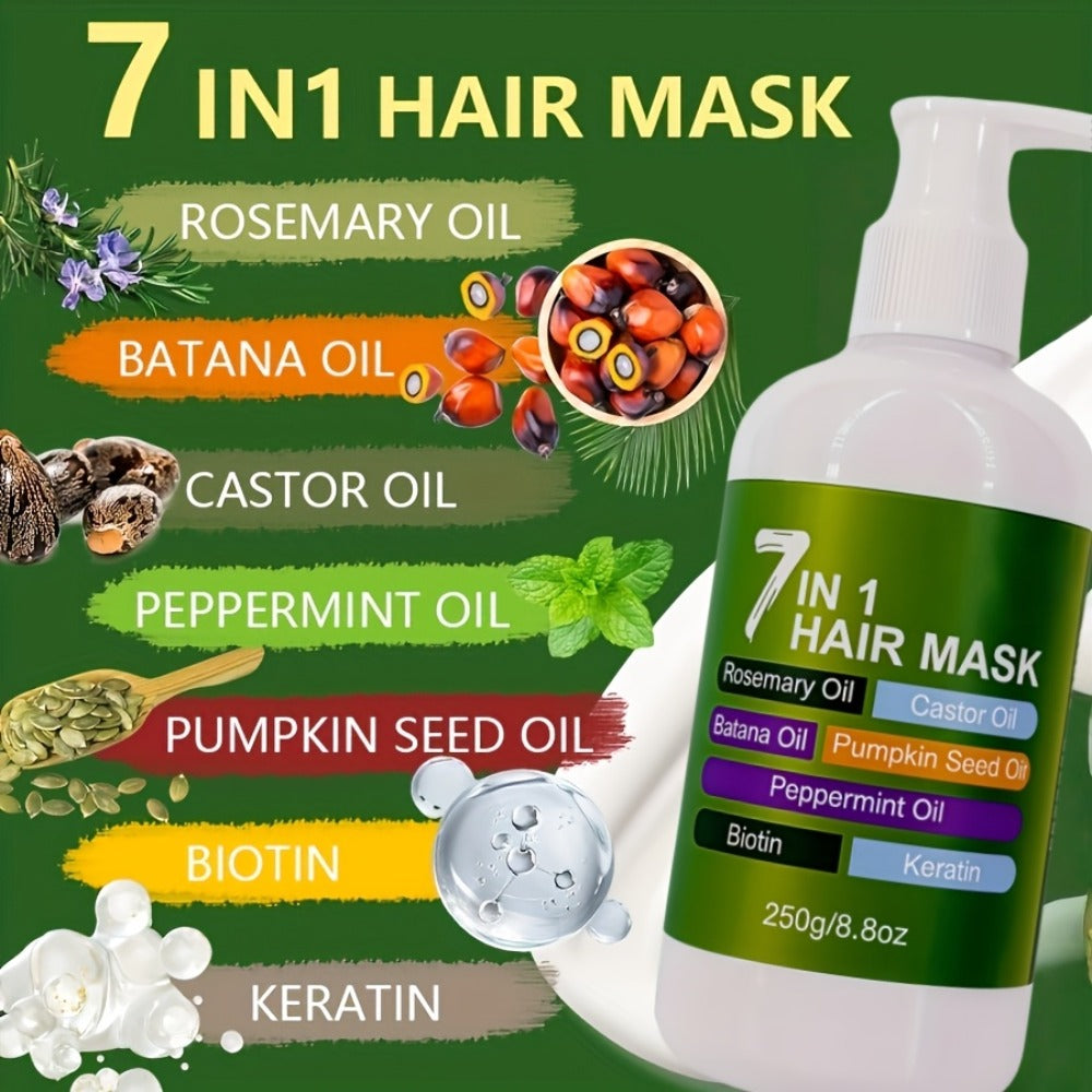 Deep Moisturizing Hair Mask 7-in-1 with Multi-Oil Blend – Lightweight Hair Cream for Dry & Damaged Hair | Nourishing, Fast-Absorbing Treatment | 250g