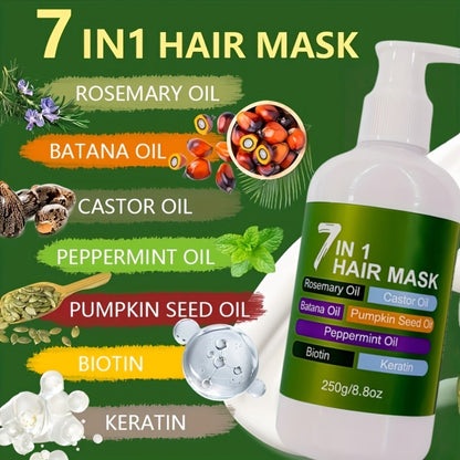 Deep Moisturizing Hair Mask 7-in-1 with Multi-Oil Blend – Lightweight Hair Cream for Dry & Damaged Hair | Nourishing, Fast-Absorbing Treatment | 250g
