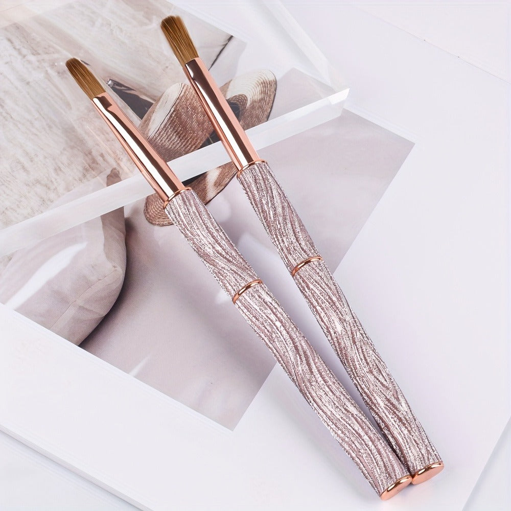 Size #8-#12 Kolinsky Acrylic Nail Brush Sparkling Pink Metal Handle Nail Art Brushes for Acrylic Application Professional Nail Extension Manicure Tool