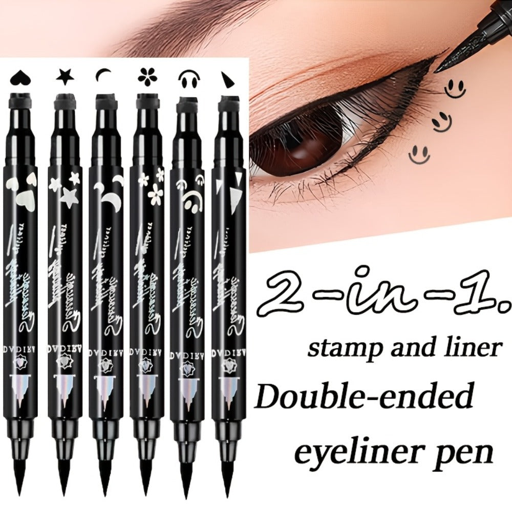 Eyeliner Pen Set 6pcs Waterproof Smudge-Proof Double-Ended Liquid Eyeliner Kit - Oil-Proof Long-Lasting Precision Eye Liner Pencil for Women Holiday Gift