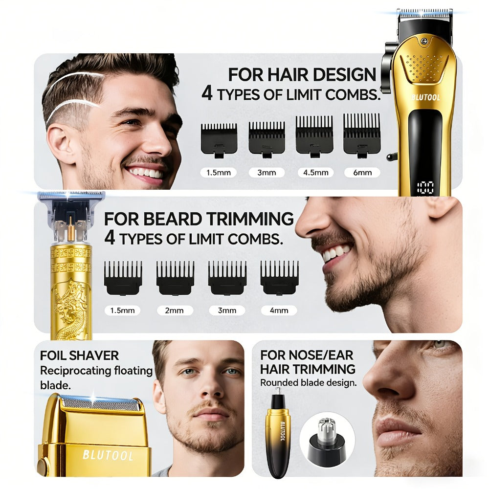 [Gifts for Men] 2pcs/4pcs Men's Cordless Hair Clipper Kits with USB Electric Hair Trimmer Suitable for, Travel, Barber Tools for Haircutting, Gifts for Men, Husbands, Boyfriends, Car Use, USB- Barber Kits