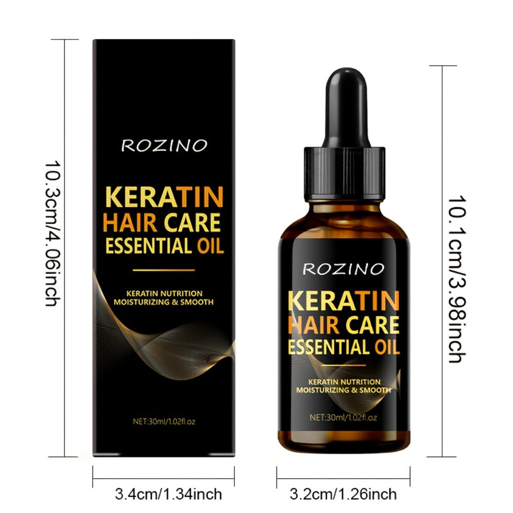 Keratin Hair Care Set 5pcs – Shampoo, Conditioner, Hair Mask & Essential Oil | Cleanses, Strengthens, Repairs Split Ends & Volumizes | Squalane & Glycerin Formula, Unisex