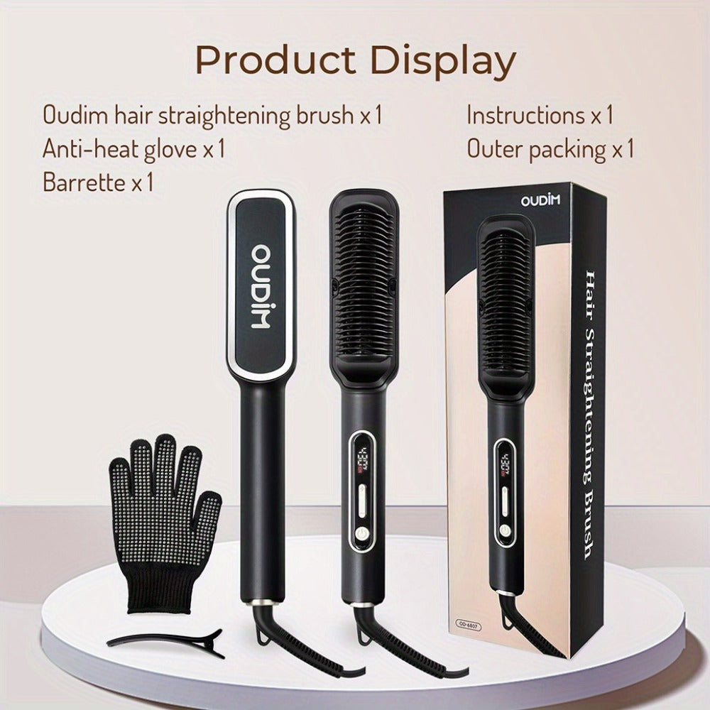 Hair Straightener Brush, Ionic Hair Straightening Brush Flat Iron For Women, Anti-Scald Straightening Comb For Home Salon, Precise Temperature Control, Auto Shuts Off, Holiday Essentials, Gifts For Mother'S Day, Girl Stuff, Wow Hair Products