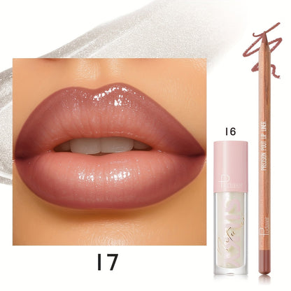 Matte Lip Liner and Glitter Lipstick Set Waterproof Long Lasting Gradient Lip Kit Smooth Blending Bold Color for All Skin Tones Daily Party Makeup