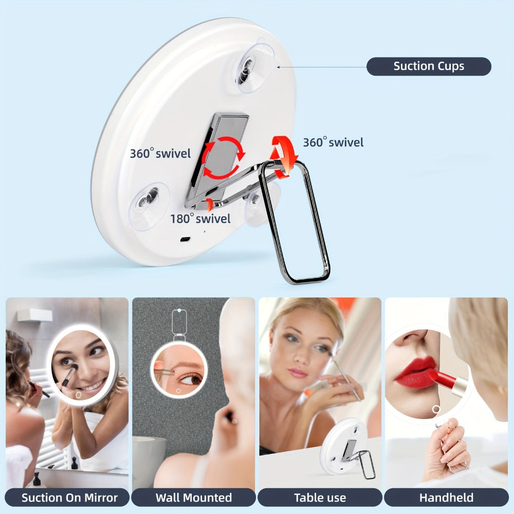 LED Illuminated Magnifying Mirror, 30X Lighted Makeup Mirror, Travel Makeup Mirror, 6-Inch Pocket Handheld Makeup Mirror, Hanging Magnifying Mirror, Rechargeable Pocket Makeup Mirror, Gift for Men and Women; Mother's Day Gift, The Best Choice