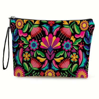 Makeup Bags 4-Pack Set Large Capacity Cosmetic Organizer Bag with Zipper Floral & Cute Print Travel Toiletry Pouch for Women Girls Vacation Business Outdoor Gift