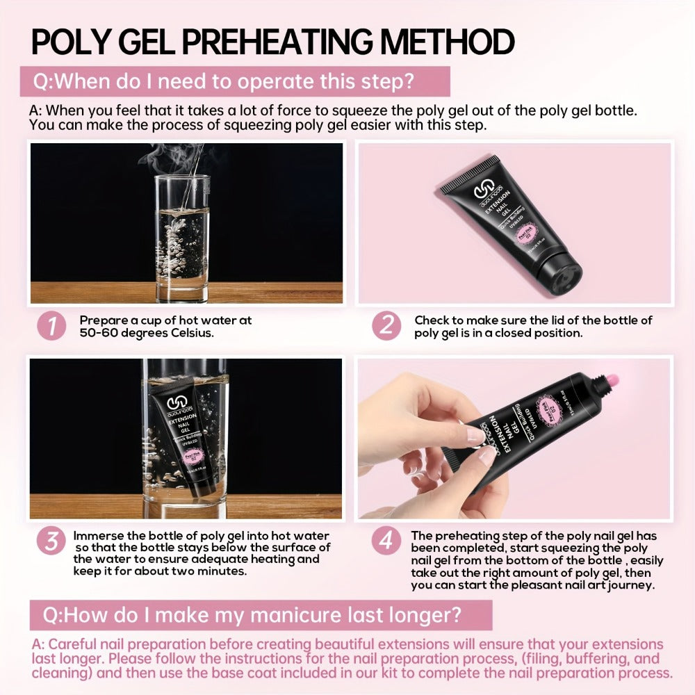 Duolingdai Poly Extension Gel Nail Kit, Featuring 12 Shades Of Nail Extension Gel, Is A Semi-Permanent Hard Fiber Gel That Is Easy to Apply for Nail Protection. Making It A Perfect DIY Starter Set for Girls' Nail Care.