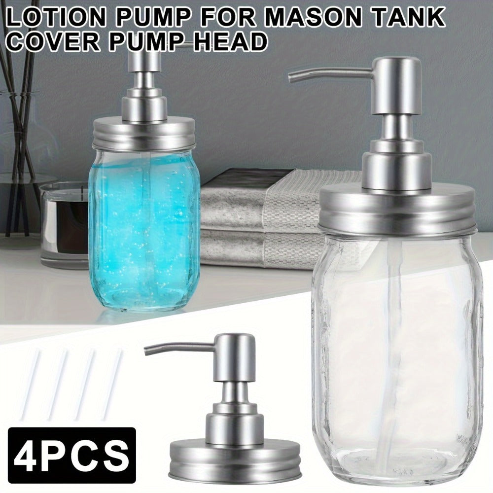 Mason Jar Soap Dispenser Lid with Pump Stainless Steel Mason Jar Pump Lid Lotion Soap Dispenser Lids with 3.9 Inch Tube And Gasket Leakproof Soap Dispenser Pump Replacement for Home Kitchen Bathroom Soap Dispenser Pump Head Liquid Soap Dispenser Pum