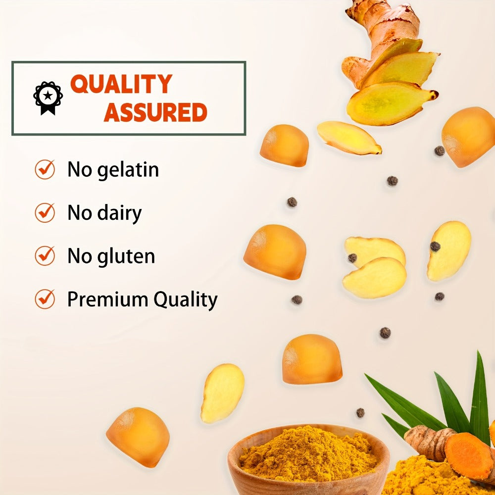 1 Bottle Containing 60pcs High Quality Turmeric Gummies It Contains High Quality Turmeric Black Pepper And Mint It Is A Turmeric Supplement with High Absorption Beneficial for Health