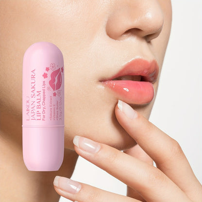 Lip Balm Set 5 Pack LAIKOU Sakura Moisturizing Lip Care with Prunus Flower Extract - Day Night Use Hydrating Chapped Lips Treatment Travel Size 3.5g Each