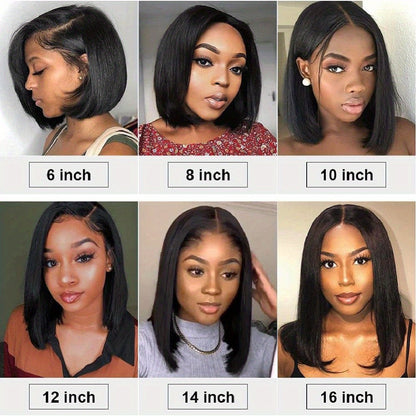 HD Lace Closure Wig Human Hair 250% Density 4x4 Straight Bob Glueless Pre-Plucked Pre-Cut Natural Hairline Scalp Coverage Beginner Friendly 8-16 Inch Black