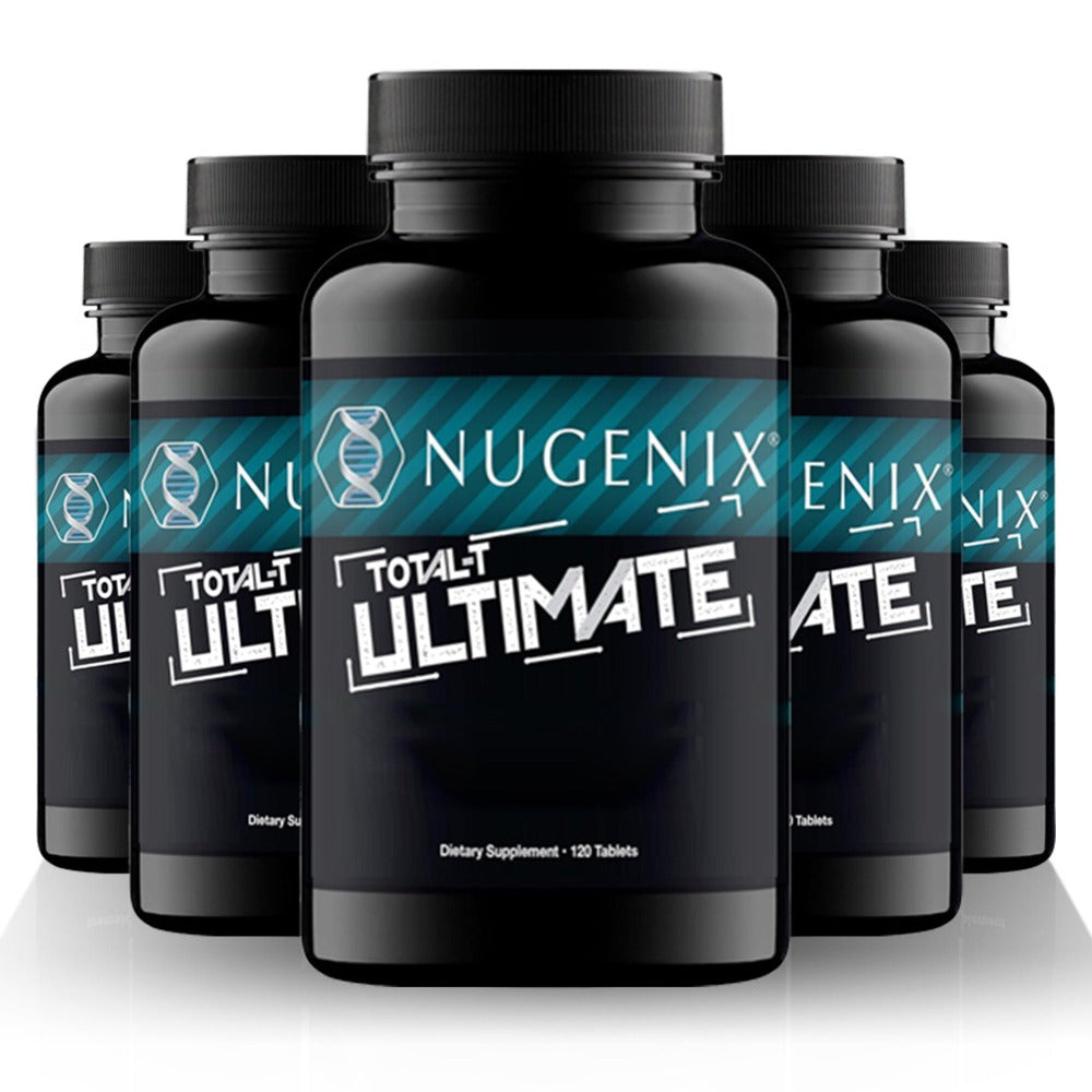 5 Bottles - Total-T Ultimate - with Horny Goat Weed, D-Aspartic Acid, Tribulus, Maca, Stinging Nettle - Supplement, Mood Support