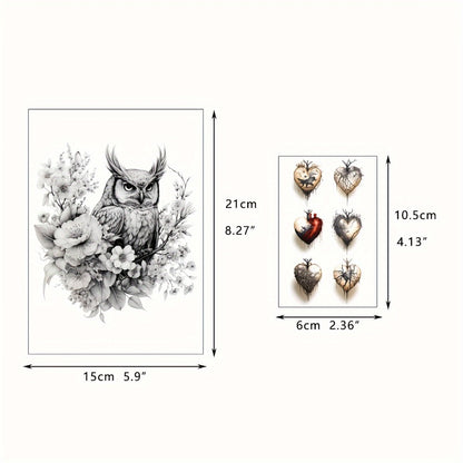 Temporary Tattoos for Men Adults 44 Sheets | Realistic Black Wolf Mountain Lion Tiger Body Art | Large & Small Fake Tattoo Stickers | Long-Lasting Waterproof Half Arm Tattoo Designs