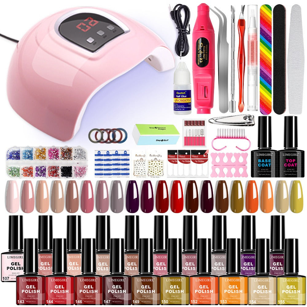 Gel Nail Polish Kit with UV LED Lamp 20 Colors All-in-One Starter Set Base Coat Top Coat Nail Art Tools Professional Home Manicure Gift Set for Women