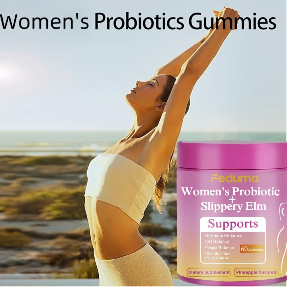 [Buy1, Get 1 Free]FEDUMA Women's Probiotic Gummies Her Juicy Way to Maintain Healthy Flora, Intimate Moisture, And Yeast Balance with Delicious Pineapple, 60 Gummies!