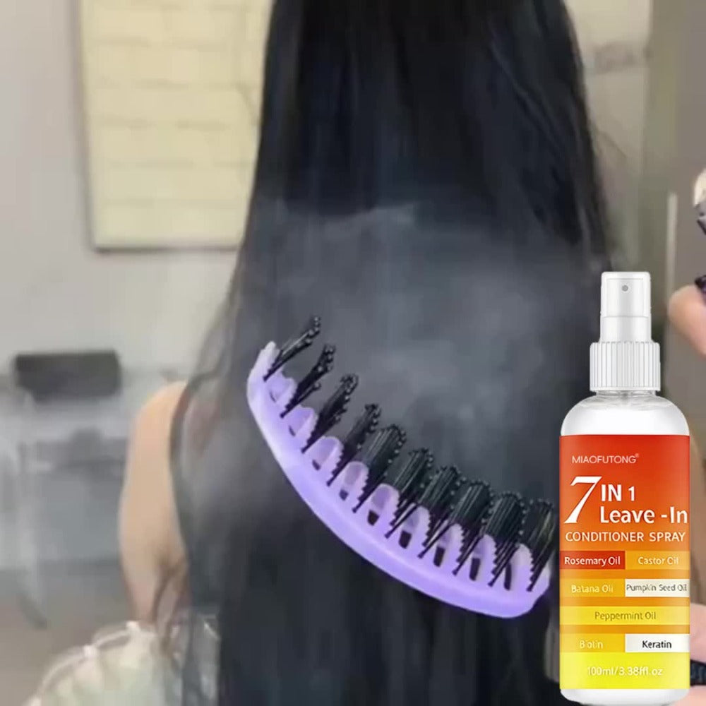 Hair Care Spray 7-in-1 Multi-Effect Leave-In Treatment - Anti Frizz Shine Boost Moisturizing Heat Protection Floral Scent Lightweight Essence Spray for Dry Damaged All Hair Types 100ml