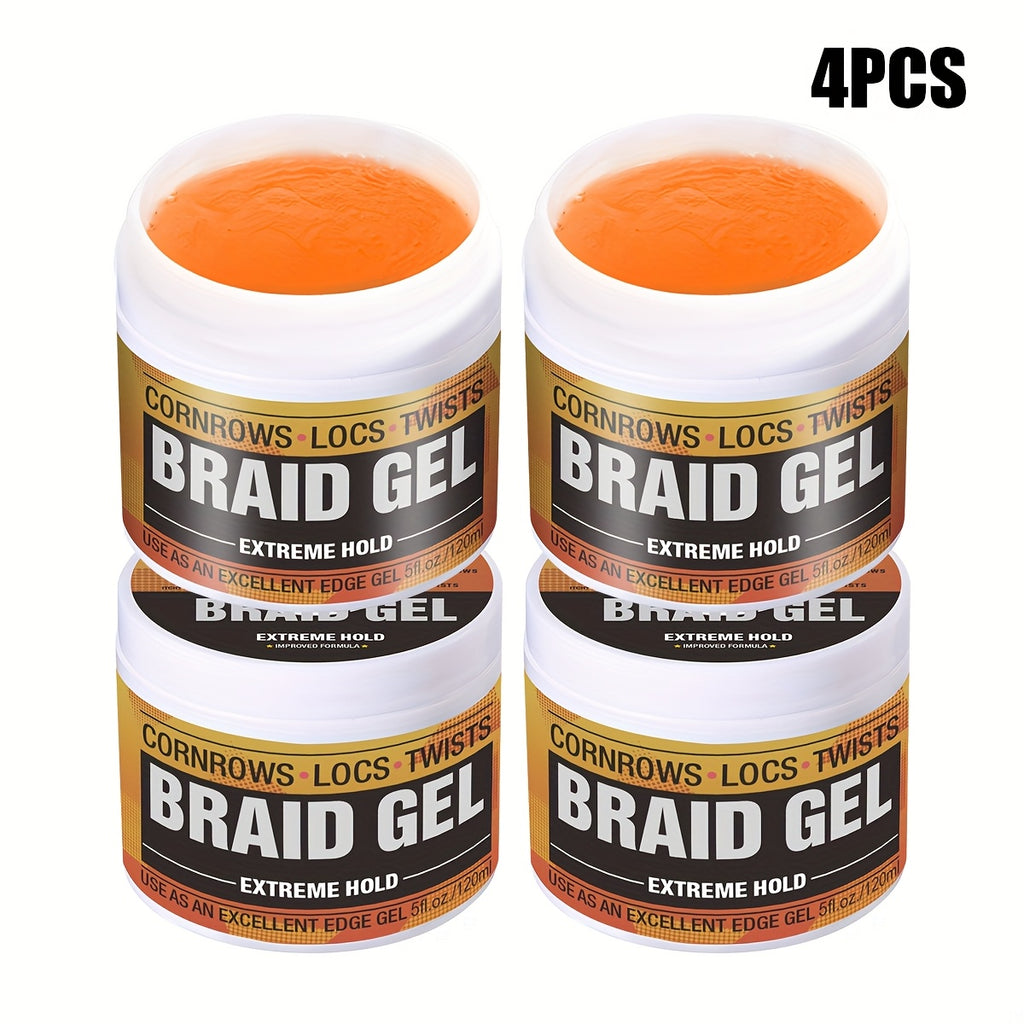 Braid Gel Extreme Hold, Anti-Frizz-Edge Control Hair Wax Pomade - Anti-Frizz Extra Hold Gel for Braids, Locs, Twists & Strong Styles - Moisturizing, Sleek End, Frizz Control Refresh, Braiding Additions, Sleek Style Gel, Moisturizing Gel