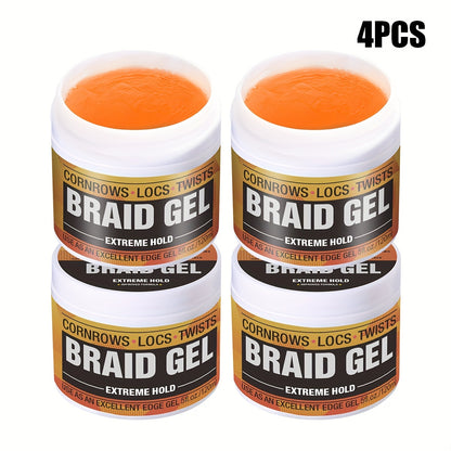 Braid Gel Extreme Hold Anti-Frizz Edge Control Hair Wax Pomade for Braids Locs Twists Sleek Styles Moisturizing Frizz Control Long-Lasting Hold 4/5/6 Pack