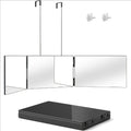 BANBERS Folding Three-Sided Mirror, Three-Way Mirror for Haircutting, with Height-Adjustable Telescopic Hook, Two Fixing Nails, 360° Viewing Angle, Clear Anti-Fog HD Glass. The Three-Way Mirror Can Be Used for Shaving, Makeup, Hairstyling, and Hair
