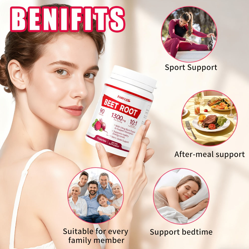 [Natural Nitric Oxide] 1/2/3 Bottles Beet Root Capsules-1300Mg High Strength Per Serving-Plant-Based Formula for Blood Flow, Intestinal Digestion, & Circulation Support-Local Warehouse Vitamins And Supplements, Vegetarian Capsules