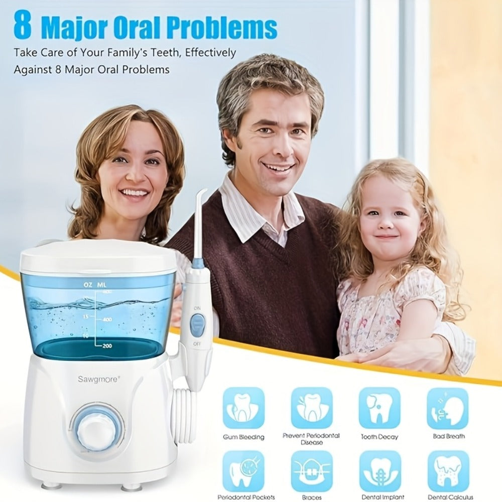 FC166 Water Flosser for Teeth/Braces, 20.29oz Large Capacity, 10 Adjustable Pressure Levels, 8 Family Nozzles, Professional Oral Irrigator for Teeth Cleaning, Electric Household Desktop Water Flosser and Electric Toothbrush, Birthday Gift