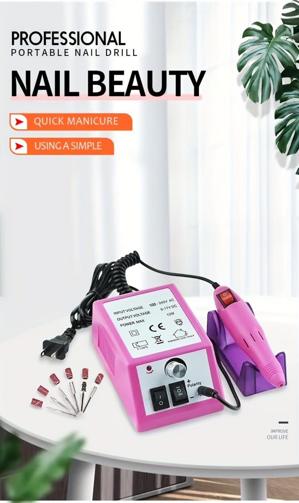 20000RPM Electric Nail Machine Desktop Equipment with Milling Cutters Bits Set Gel Cuticle Armor Removal Pedicure Manicure Tool Professional Electric Nail Drill Milling Machine for Manicure Pedicure Files Tools Kit Nail Polisher
