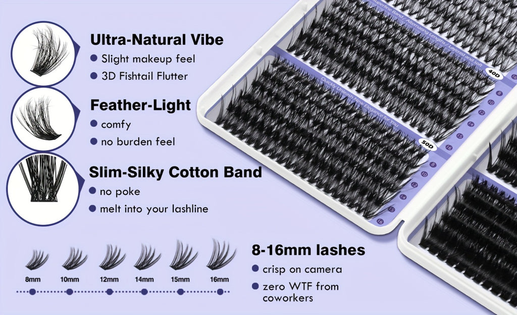 708pcs Wispy Volume Eyelash Extensions Mixed Length 30D-100D Volume Cluster Lashes Premade Lash Kit With Bond Seal & Applicator For Everyday Look, Party, Travel And Events
