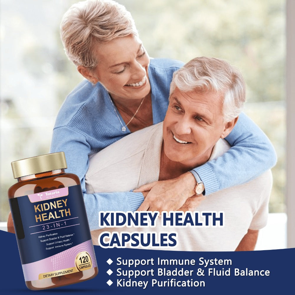 Kidney Support Capsules 120 Counts, 23 IN 1 Kidney Support Supplement Extra Strength with Chanca Piedra, Cranberry Supports Liver & Kidney Function Bladder Health